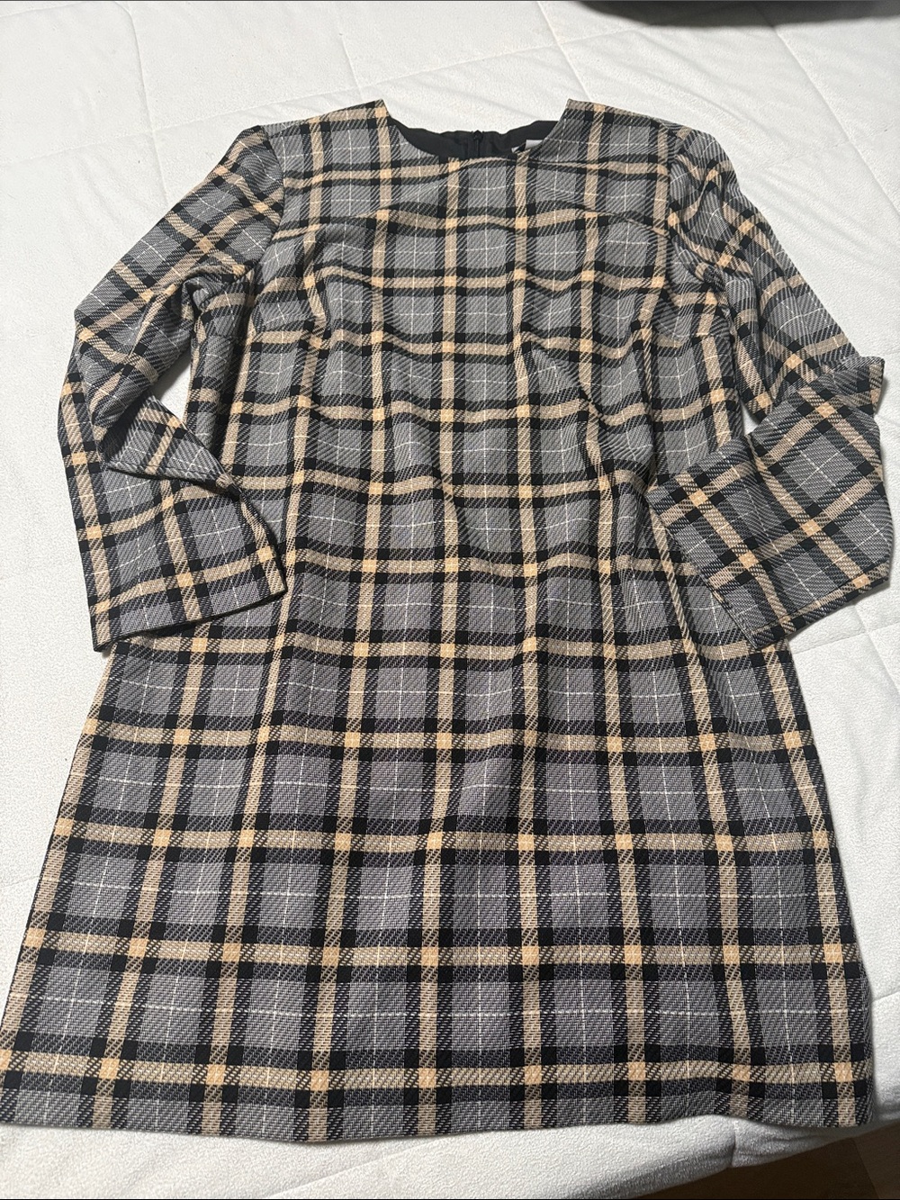 H&M Plaid Midi Dress in Black, Gray, Tan